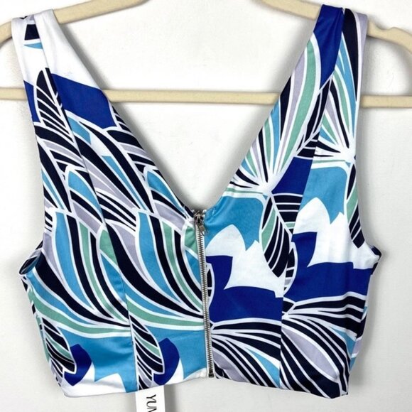 NWT Yumi Kim KnockOut Crop Top Blue V-Neck Retro Size Medium Minimal Mod New M - Picture 4 of 7